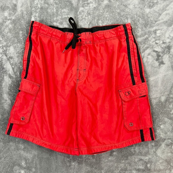 OP  Swim‎ Suit  Mens Large 36 38 Red Lined Y2K Beach Surf Cargo Ocean Pacific - Picture 1 of 8